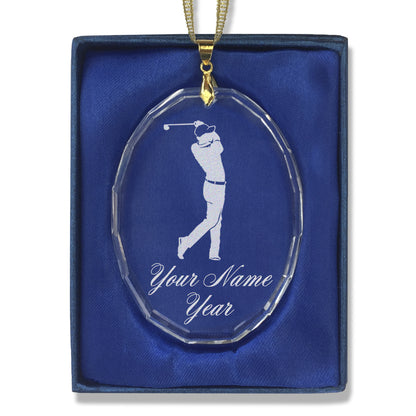 LaserGram Christmas Ornament, Golfer Golfing, Personalized Engraving Included (Oval Shape)