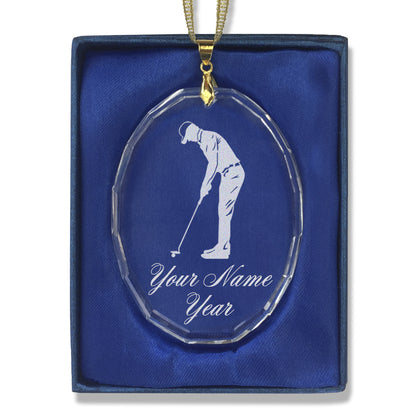 LaserGram Christmas Ornament, Golfer Putting, Personalized Engraving Included (Oval Shape)