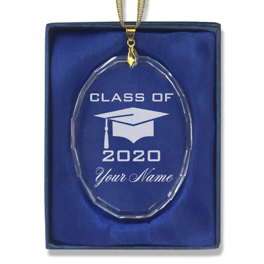 LaserGram Christmas Ornament, Grad Cap Class of 2020, Personalized Engraving Included (Oval Shape)