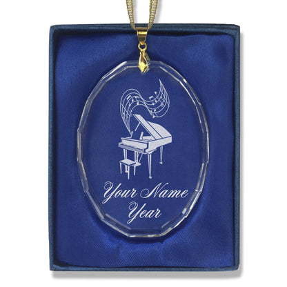 LaserGram Christmas Ornament, Grand Piano, Personalized Engraving Included (Oval Shape)
