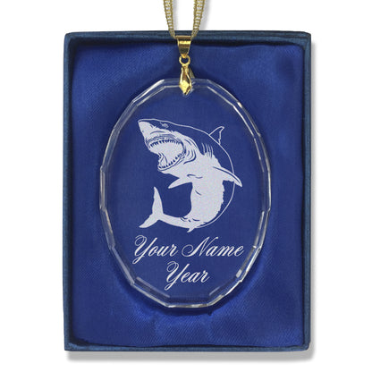 LaserGram Christmas Ornament, Great White Shark, Personalized Engraving Included (Oval Shape)