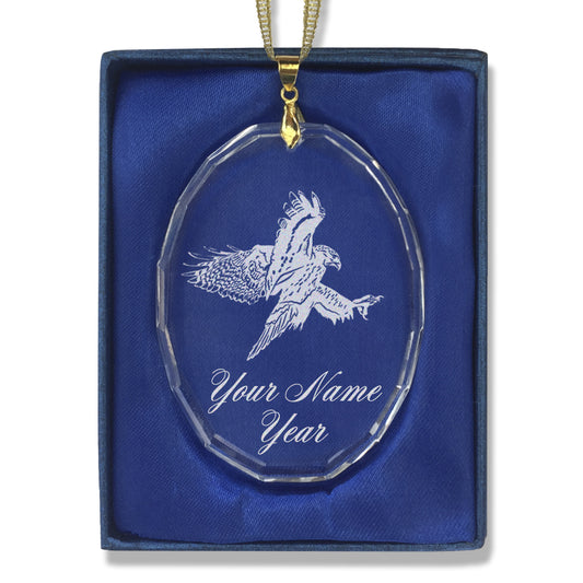 LaserGram Christmas Ornament, Hawk, Personalized Engraving Included (Oval Shape)