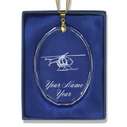 LaserGram Christmas Ornament, Helicopter 1, Personalized Engraving Included (Oval Shape)