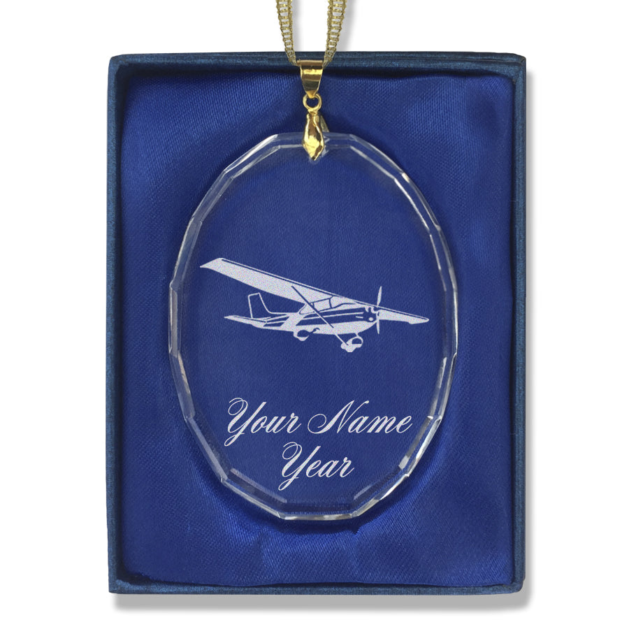 LaserGram Christmas Ornament, High Wing Airplane, Personalized Engraving Included (Oval Shape)