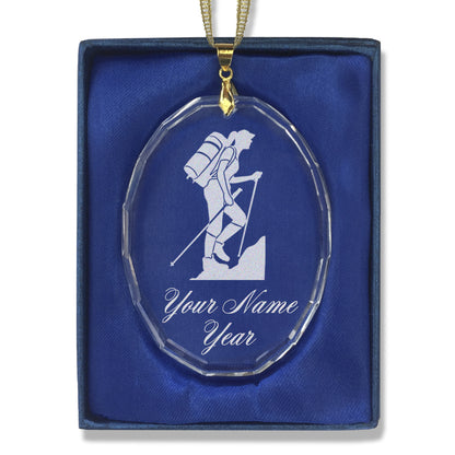 LaserGram Christmas Ornament, Hiker Woman, Personalized Engraving Included (Oval Shape)