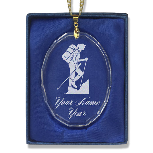 LaserGram Christmas Ornament, Hiker Woman, Personalized Engraving Included (Oval Shape)