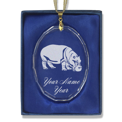 LaserGram Christmas Ornament, Hippopotamus, Personalized Engraving Included (Oval Shape)