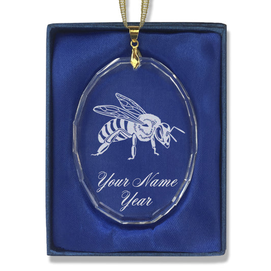 LaserGram Christmas Ornament, Honey Bee, Personalized Engraving Included (Oval Shape)