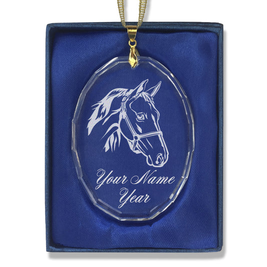 LaserGram Christmas Ornament, Horse Head 2, Personalized Engraving Included (Oval Shape)