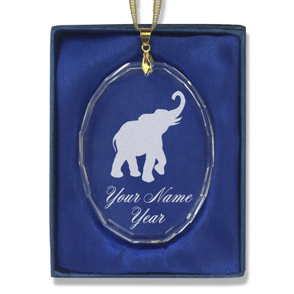 LaserGram Christmas Ornament, Indian Elephant, Personalized Engraving Included (Oval Shape)
