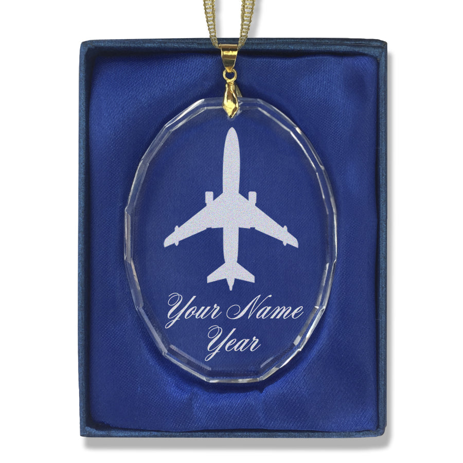 LaserGram Christmas Ornament, Jet Airplane, Personalized Engraving Included (Oval Shape)