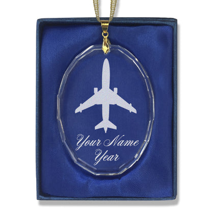 LaserGram Christmas Ornament, Jet Airplane, Personalized Engraving Included (Oval Shape)