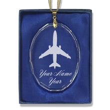 Load image into Gallery viewer, LaserGram Christmas Ornament, Jet Airplane, Personalized Engraving Included (Oval Shape)
