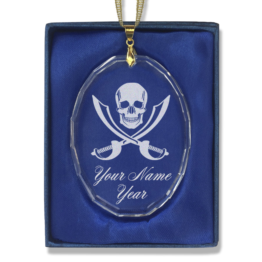 LaserGram Christmas Ornament, Jolly Roger, Personalized Engraving Included (Oval Shape)