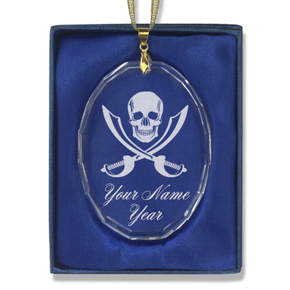 LaserGram Christmas Ornament, Jolly Roger, Personalized Engraving Included (Oval Shape)