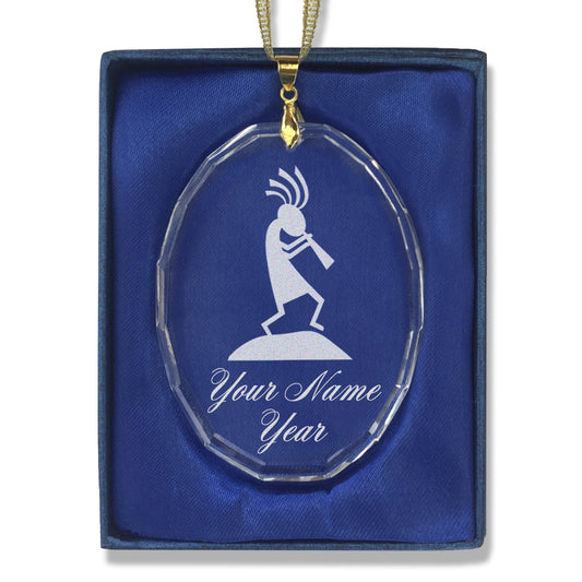 LaserGram Christmas Ornament, Kokopelli, Personalized Engraving Included (Oval Shape)