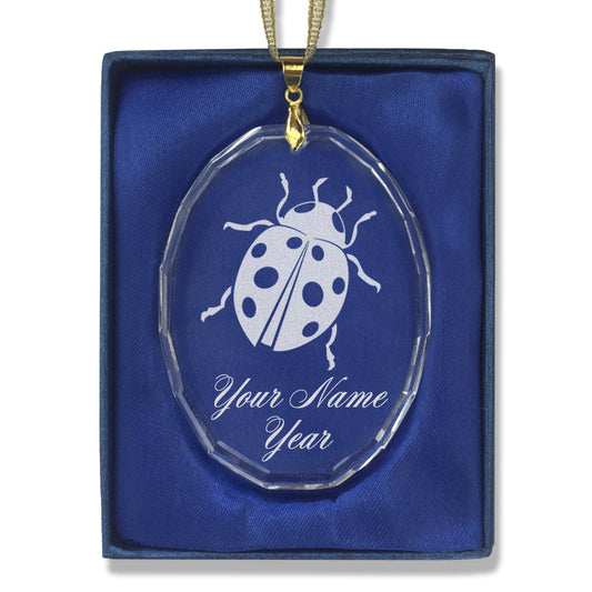 LaserGram Christmas Ornament, Ladybug, Personalized Engraving Included (Oval Shape)