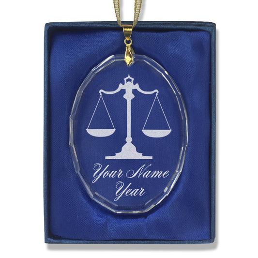 LaserGram Christmas Ornament, Law Scale, Personalized Engraving Included (Oval Shape)