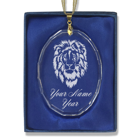 LaserGram Christmas Ornament, Lion Head, Personalized Engraving Included (Oval Shape)