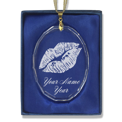 LaserGram Christmas Ornament, Lipstick Kiss, Personalized Engraving Included (Oval Shape)