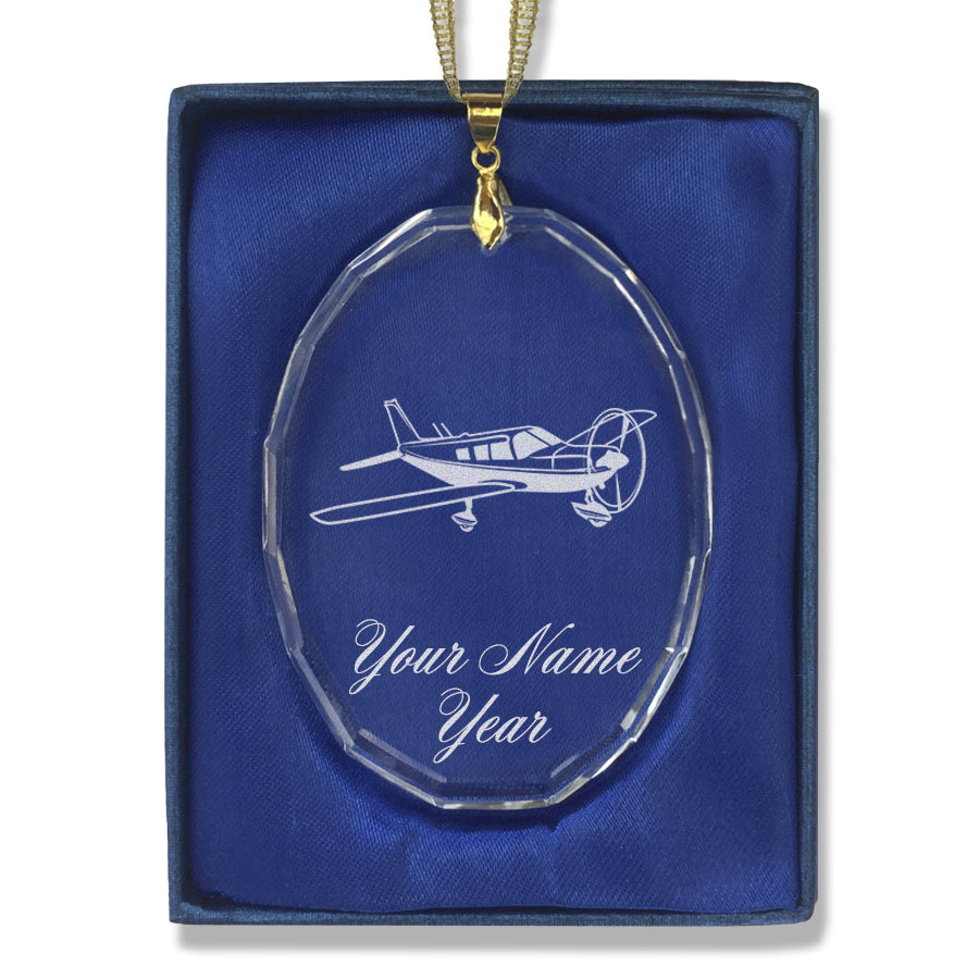 LaserGram Christmas Ornament, Low Wing Airplane, Personalized Engraving Included (Oval Shape)