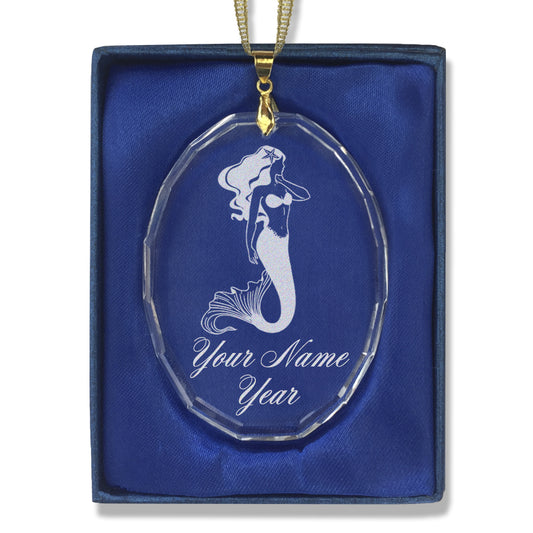 LaserGram Christmas Ornament, Mermaid, Personalized Engraving Included (Oval Shape)