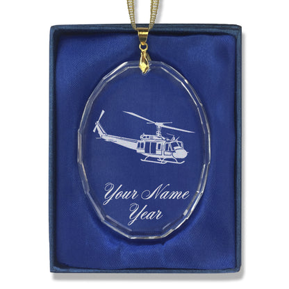 LaserGram Christmas Ornament, Military Helicopter 2, Personalized Engraving Included (Oval Shape)