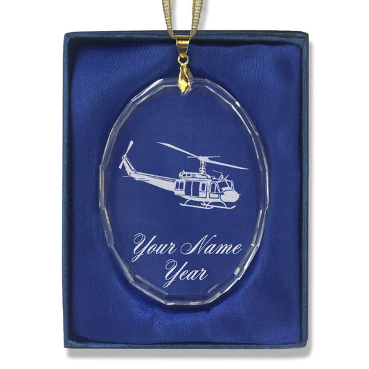 LaserGram Christmas Ornament, Military Helicopter 2, Personalized Engraving Included (Oval Shape)