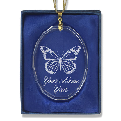 LaserGram Christmas Ornament, Monarch Butterfly, Personalized Engraving Included (Oval Shape)