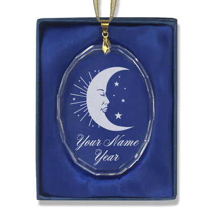 LaserGram Christmas Ornament, Moon, Personalized Engraving Included (Oval Shape)