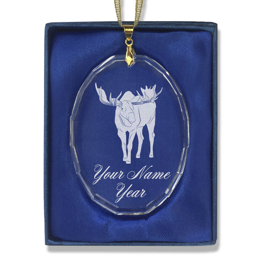 LaserGram Christmas Ornament, Moose, Personalized Engraving Included (Oval Shape)