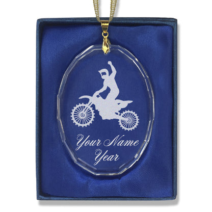 LaserGram Christmas Ornament, Motocross, Personalized Engraving Included (Oval Shape)