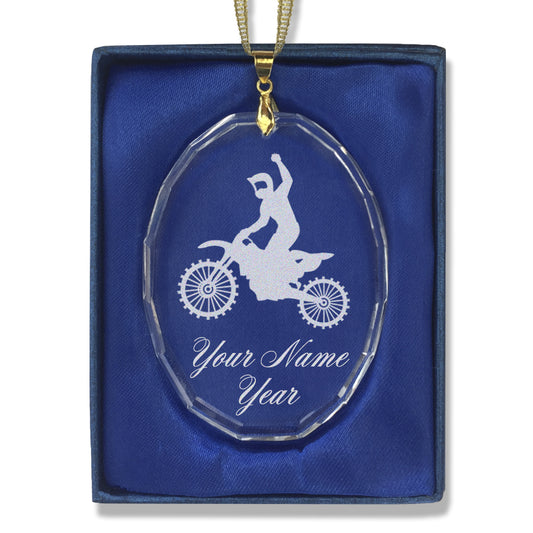 LaserGram Christmas Ornament, Motocross, Personalized Engraving Included (Oval Shape)