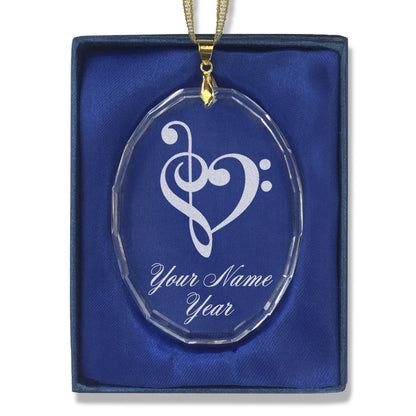 LaserGram Christmas Ornament, Music Heart, Personalized Engraving Included (Oval Shape)