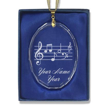 LaserGram Christmas Ornament, Music Staff, Personalized Engraving Included (Oval Shape)