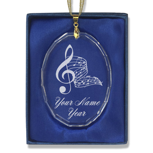 LaserGram Christmas Ornament, Musical Notes, Personalized Engraving Included (Oval Shape)