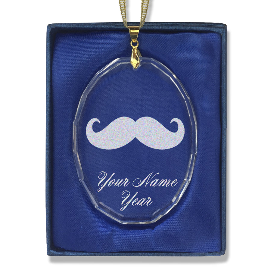 LaserGram Christmas Ornament, Mustache, Personalized Engraving Included (Oval Shape)