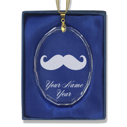 LaserGram Christmas Ornament, Mustache, Personalized Engraving Included (Oval Shape)