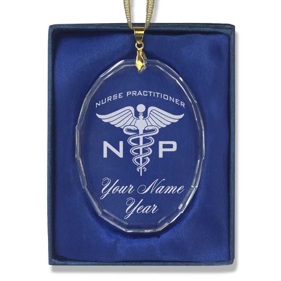 LaserGram Christmas Ornament, NP Nurse Practitioner, Personalized Engraving Included (Oval Shape)