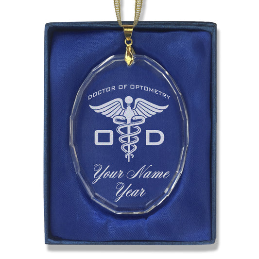 LaserGram Christmas Ornament, OD Doctor of Optometry, Personalized Engraving Included (Oval Shape)