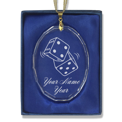 LaserGram Christmas Ornament, Pair of Dice, Personalized Engraving Included (Oval Shape)