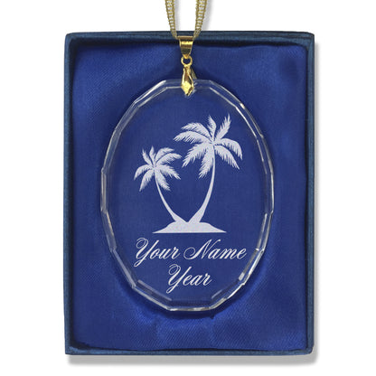 LaserGram Christmas Ornament, Palm Trees, Personalized Engraving Included (Oval Shape)