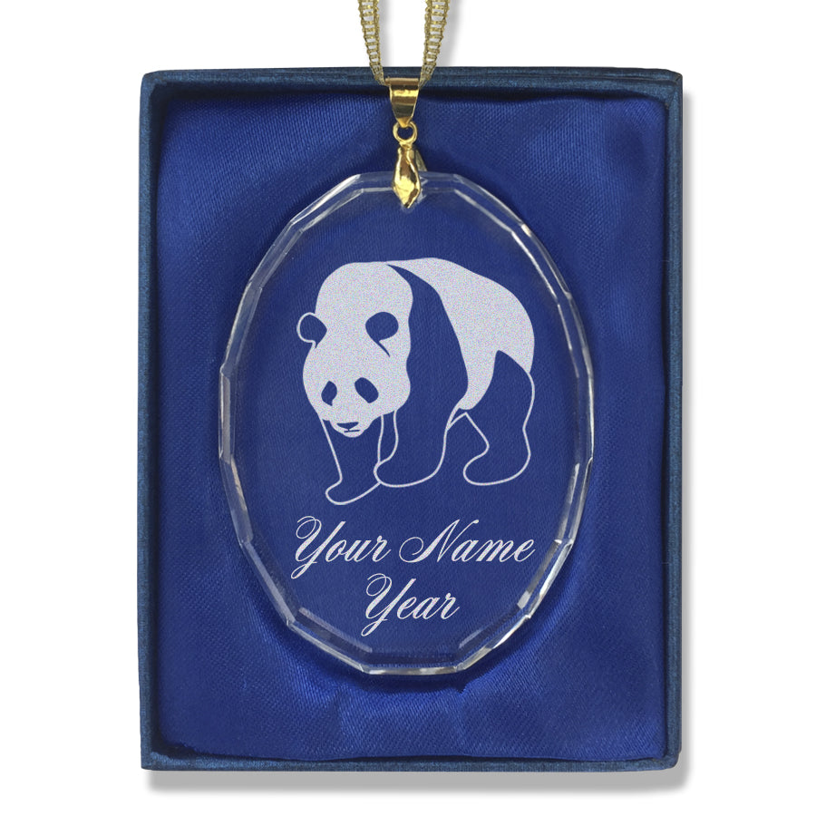 LaserGram Christmas Ornament, Panda Bear, Personalized Engraving Included (Oval Shape)