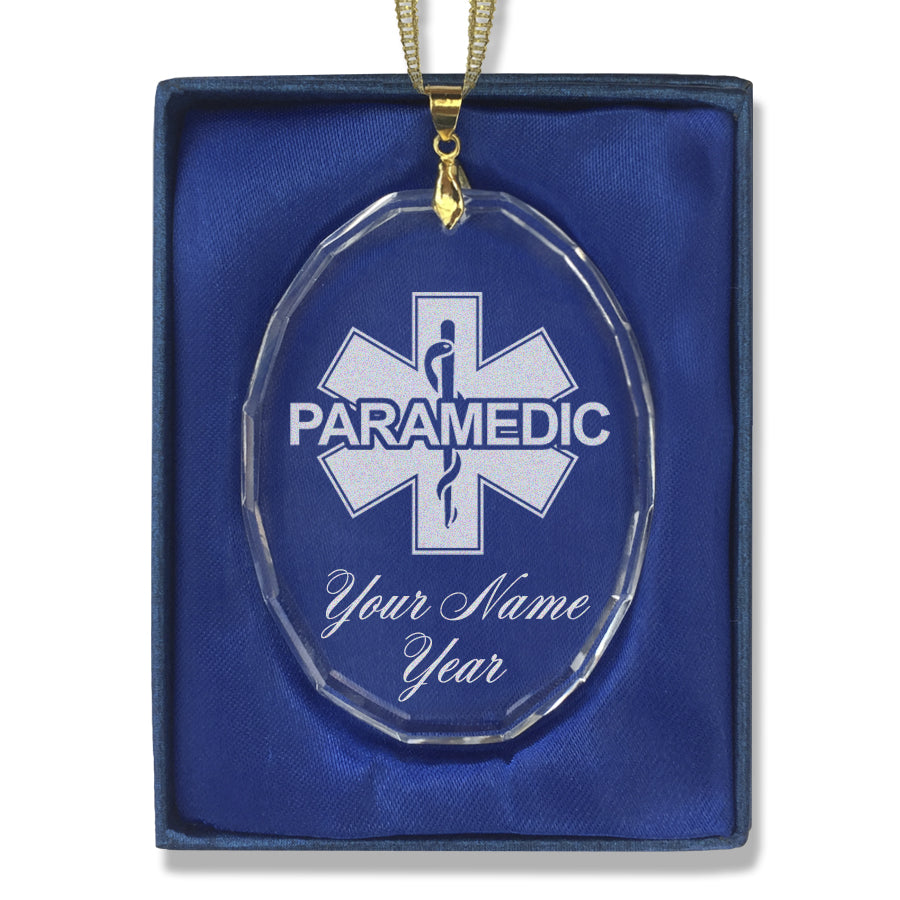 LaserGram Christmas Ornament, Paramedic, Personalized Engraving Included (Oval Shape)