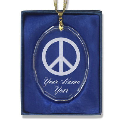 LaserGram Christmas Ornament, Peace Sign, Personalized Engraving Included (Oval Shape)