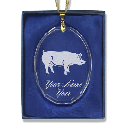 LaserGram Christmas Ornament, Pig, Personalized Engraving Included (Oval Shape)