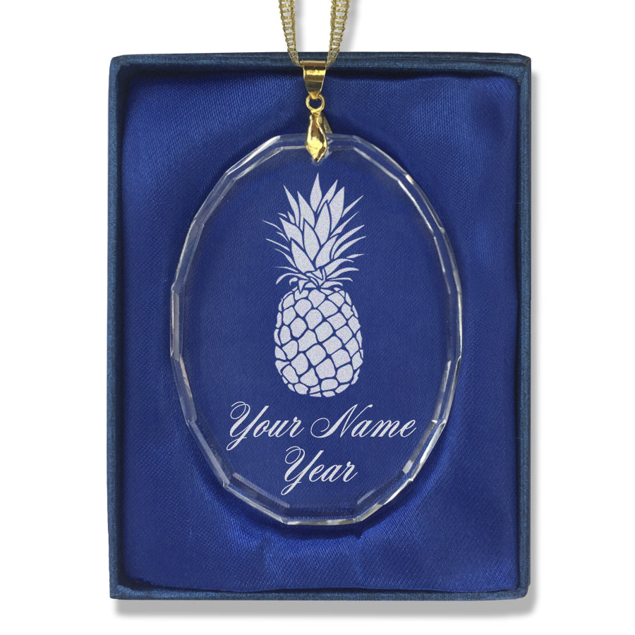 LaserGram Christmas Ornament, Pineapple, Personalized Engraving Included (Oval Shape)