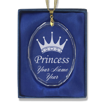 LaserGram Christmas Ornament, Princess Crown, Personalized Engraving Included (Oval Shape)