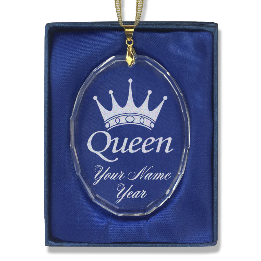 LaserGram Christmas Ornament, Queen Crown, Personalized Engraving Included (Oval Shape)