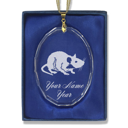 LaserGram Christmas Ornament, Rat, Personalized Engraving Included (Oval Shape)